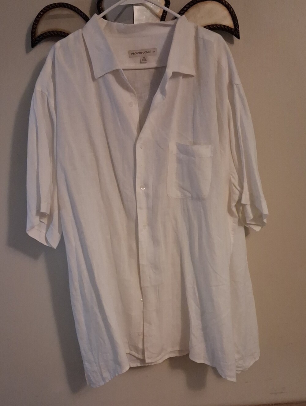 Pronto Uomo Linen  White Short-Sleeve Button-Down Shirt SIZE 3X